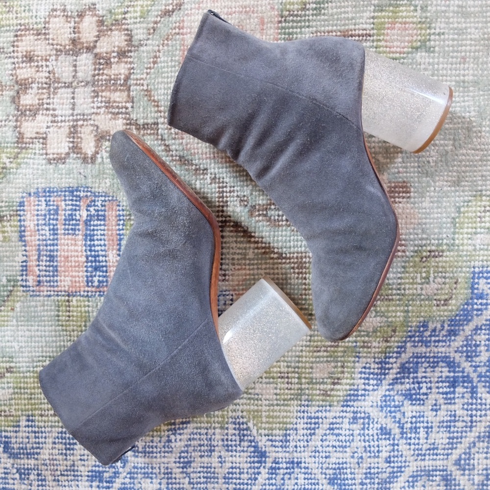 Suede Margiela Clear Glitter Heel Boots